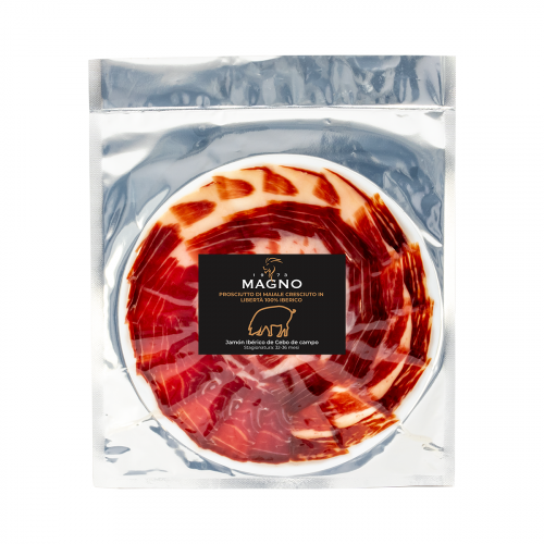 Jamón 100% Ibérico Cebo de Campo Roja tagliato a mano al coltello (Piatto di 90 grammi)
