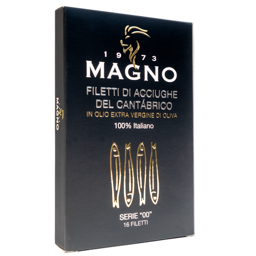 Filetti di Acciughe del Cantábrico in olio extra vergine d’oliva 100% Italiano - SERIE “00” 16 filetti 110 g.