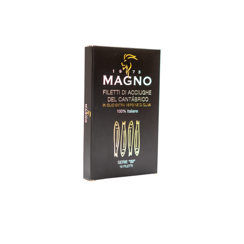 Filetti di Acciughe del Cantábrico in olio extra vergine d’oliva 100% Italiano - SERIE “00” 16 filetti 110 g.