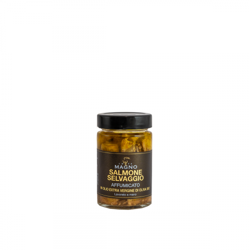 Salmone selvaggio affumicato in Olio Extra Vergine di Oliva biologico 200g.