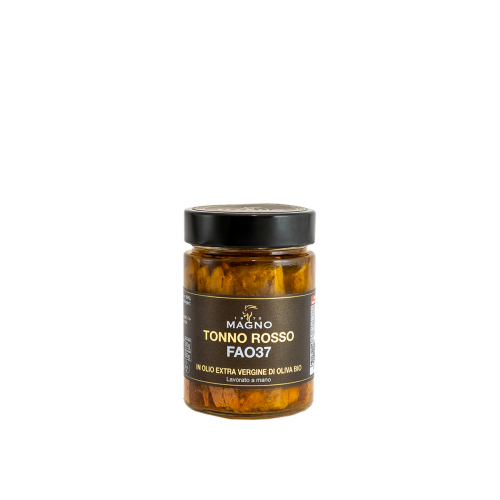 Tonno Rosso FAO37 in Olio Extra Vergine di Oliva biologico 350g.
